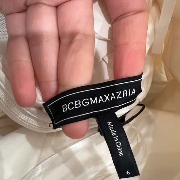 NWT BCBGMAXAZRIA Strapless Tiered Tulle White Mini Dress US 6 - Picture 8 of 10